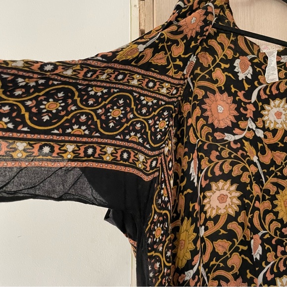 Free People Kimono Black Orange Pink one size - Picture 6 of 6